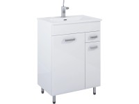 Maximus Skrinka pod umývadlo Eve, 2 dvierka 1 zásuvka, lesklá biela, 60 cm