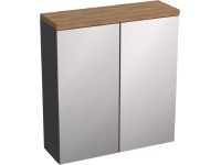 A-Interiéry Zrkadlová skrinka bez osvetlenia Ori A 60 ZS, antracitová/dub