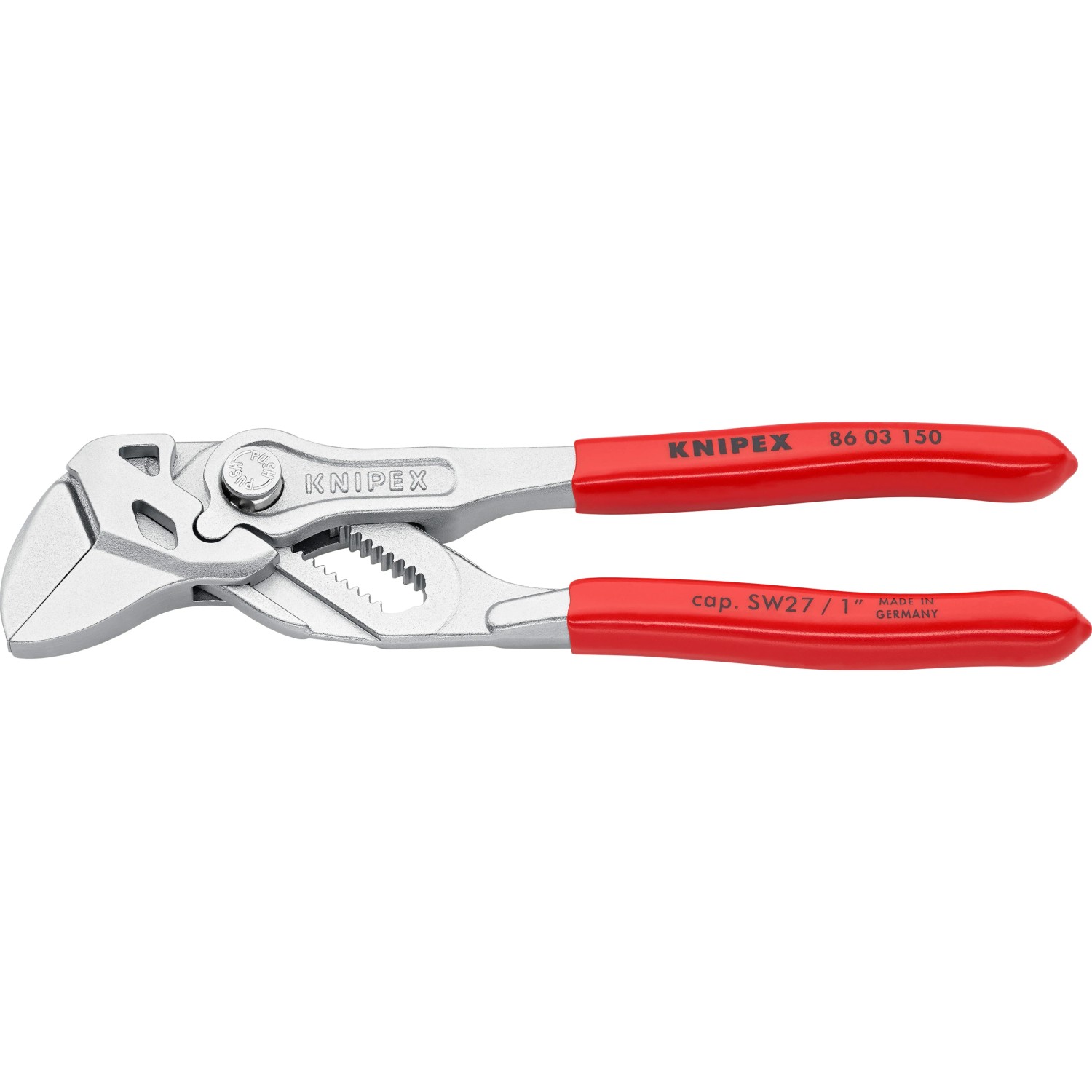 E-shop Knipex Mini kliešťový kľúč, chrómovaný povrch, rukoväť potiahnutá plastom 150 mm