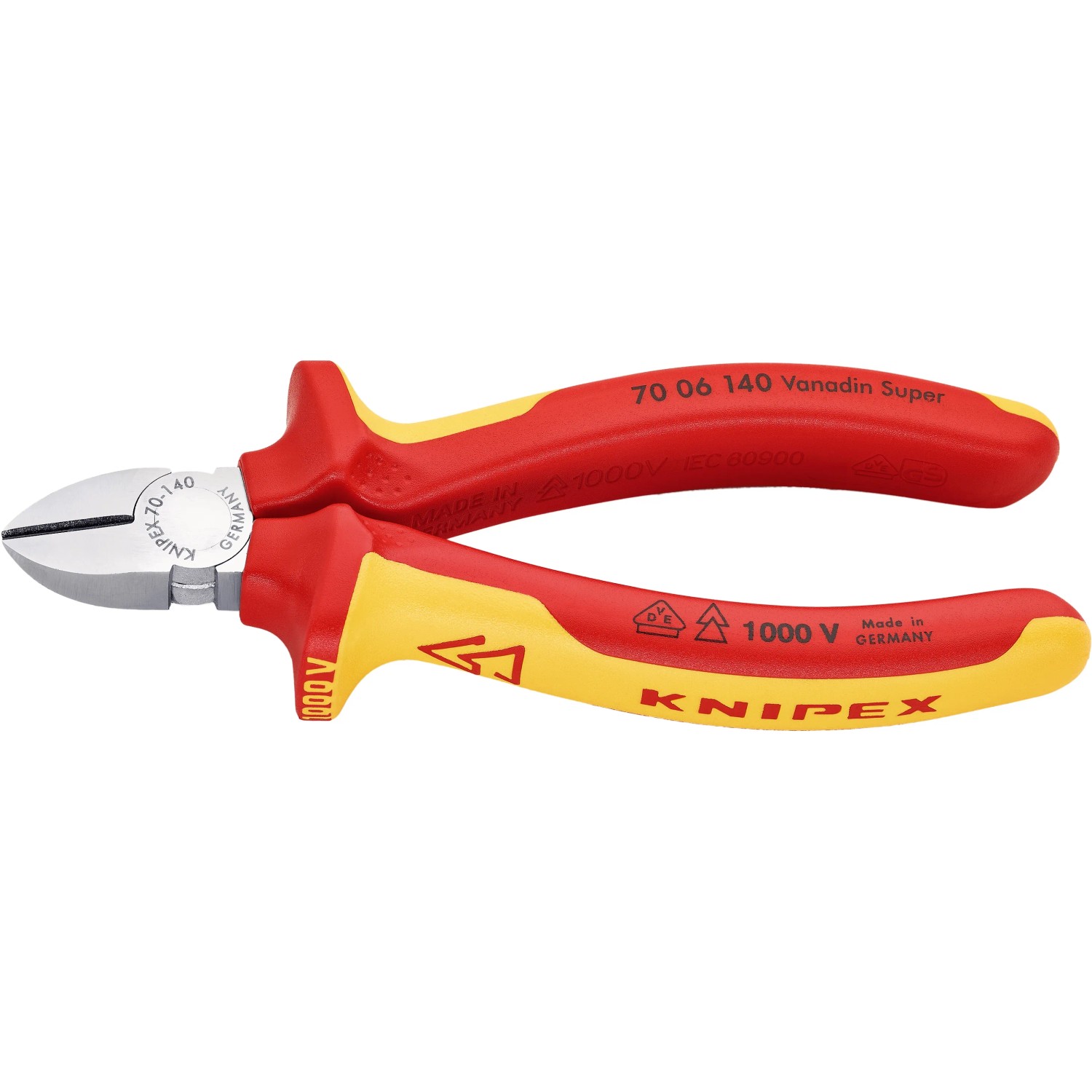 E-shop Knipex Bočné štiepacie kliešte, chróm., izolované viackomp.návleky, VDE, 140 mm