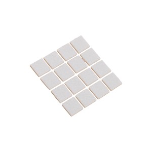 16 samolepiacich štvorcových plstených podložiek (22x22mm) na ochranu podláh a nábytku.