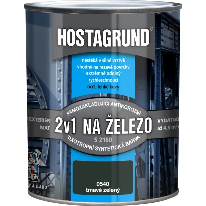 Hostagrund Základná aj vrchná farba 2v1 na železo S2160, 0540 tm. zelená, 600 ml