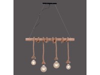 Just Light. Závesné svietidlo Rope 4-bod., prírodná/čierna, 100 x 7 x 120 cm