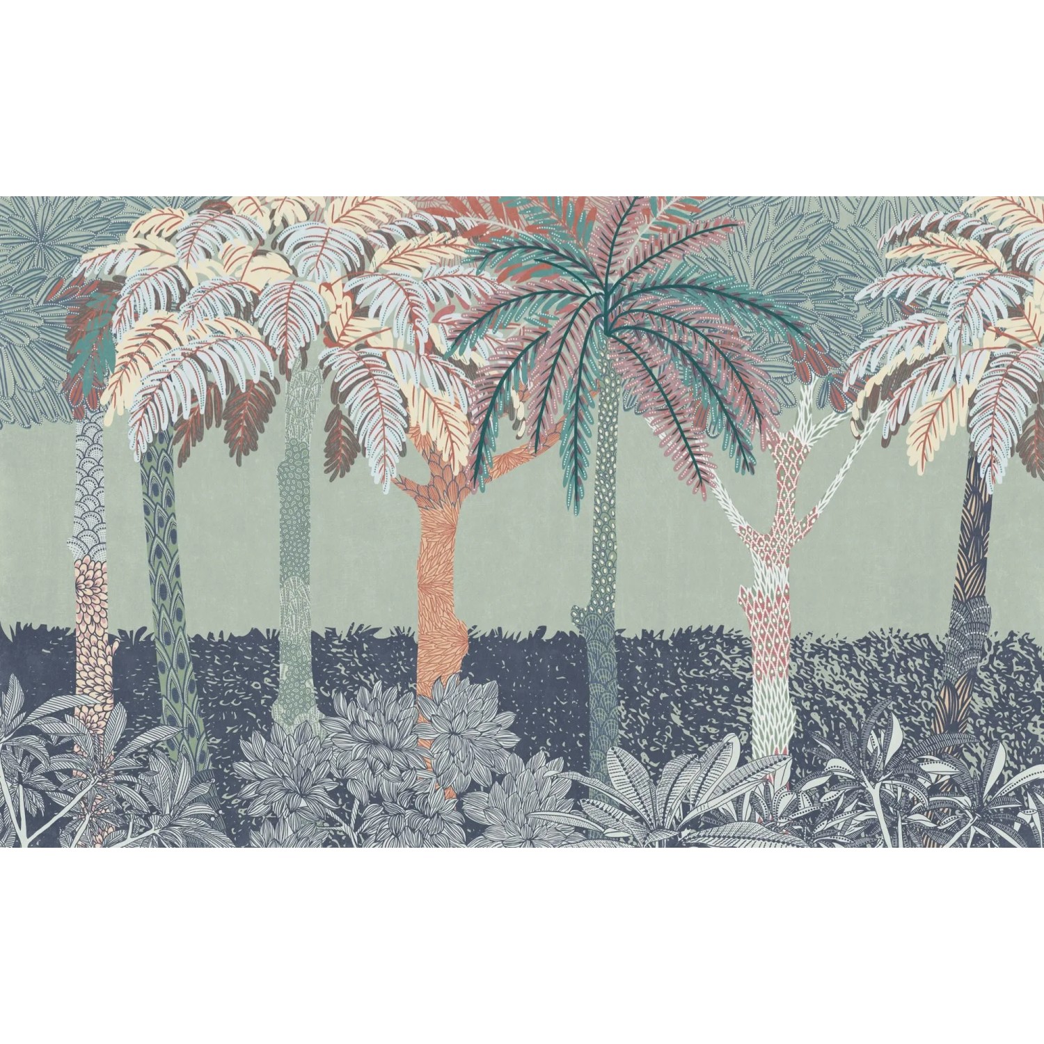 E-shop Komar Vliesová fototapeta Patterned Palms 250 x 400 cm