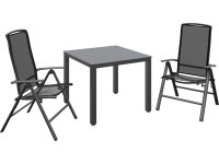 Zostava záhradného nábytku Vigo/Harris, sivá/čierna, 3-dielna