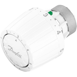 Termostatická hlavica Danfoss RA/VL z bieleho plastu pre inštaláciu kúrenia.