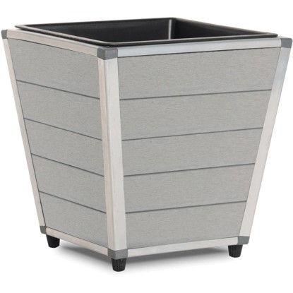 Kvetinový truhlík kónický s vyberateľnou plast. vložkou, sivý, 28 x 27 x 27 cm