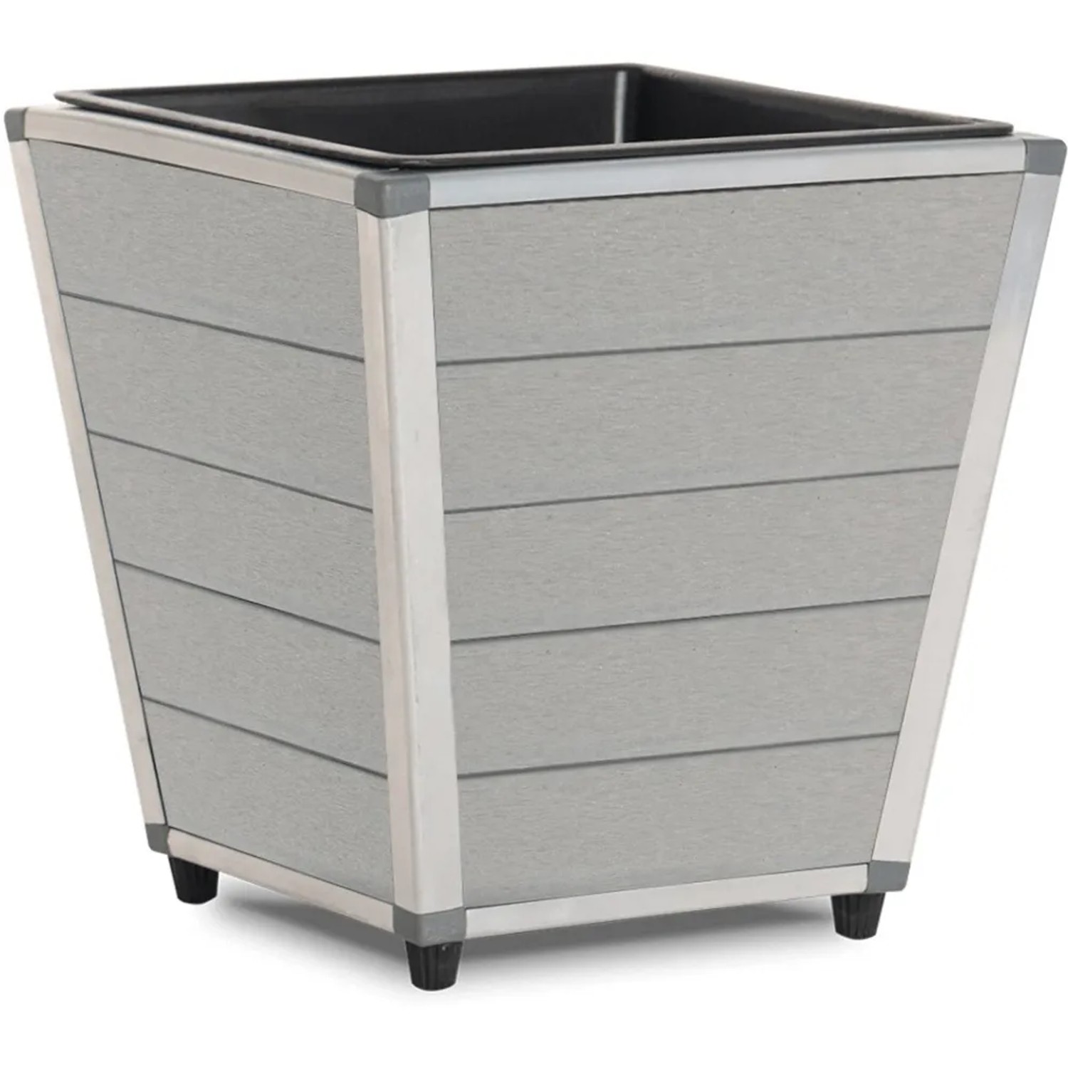 E-shop Kvetinový truhlík kónický s vyberateľnou plast. vložkou, sivý, 28 x 27 x 27 cm