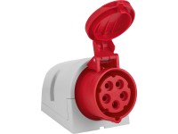 Nástenná CEE zásuvka 5-pólová IP44, 16 A červená