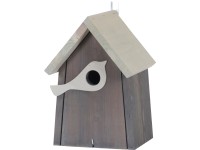 Vtáčia búdka s figúrkou vtáčika FSC® antracitová/svetlosivá