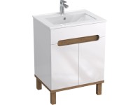 A-Interiéry Kúpeľňová skrinka Ori W 60 s keramickým umývadlom 60 cm, biela/dub