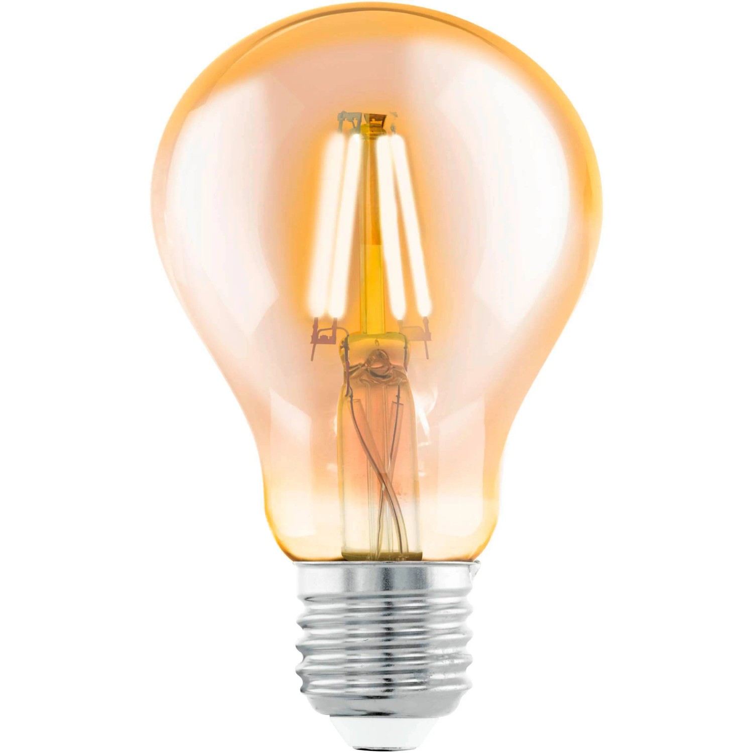 E-shop EGLO LED žiarovka s filamentmi, jantárová, E27, 4 W, 350 lm, 2200 K, pr. 7,5 cm