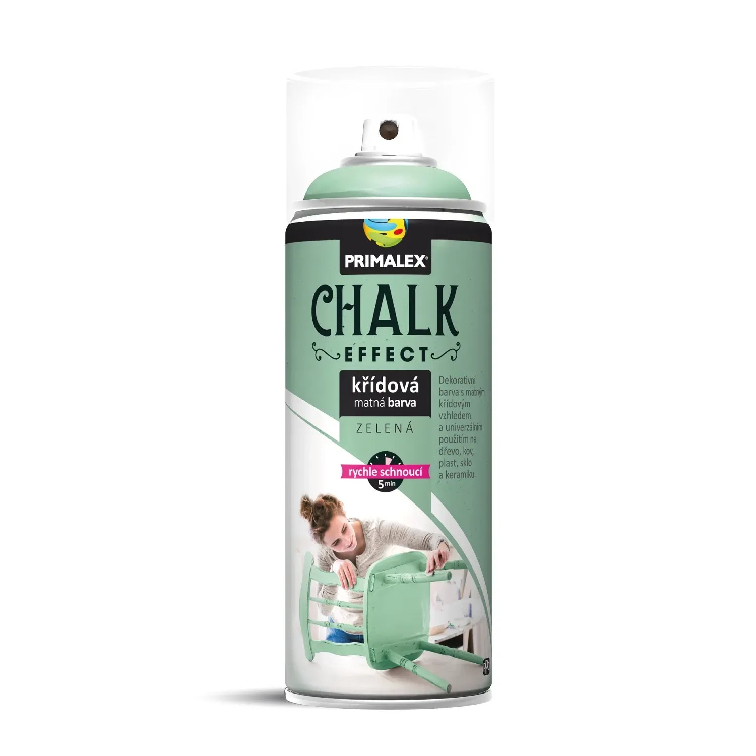 E-shop PRIMALEX Kriedová matná farba v spreji Chalk Effect zelená 400 ml