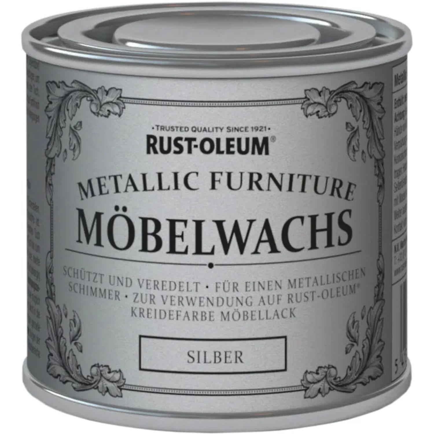 E-shop Rust-Oleum Politúra s nábytkovým voskom, metalická strieborná, 125 ml
