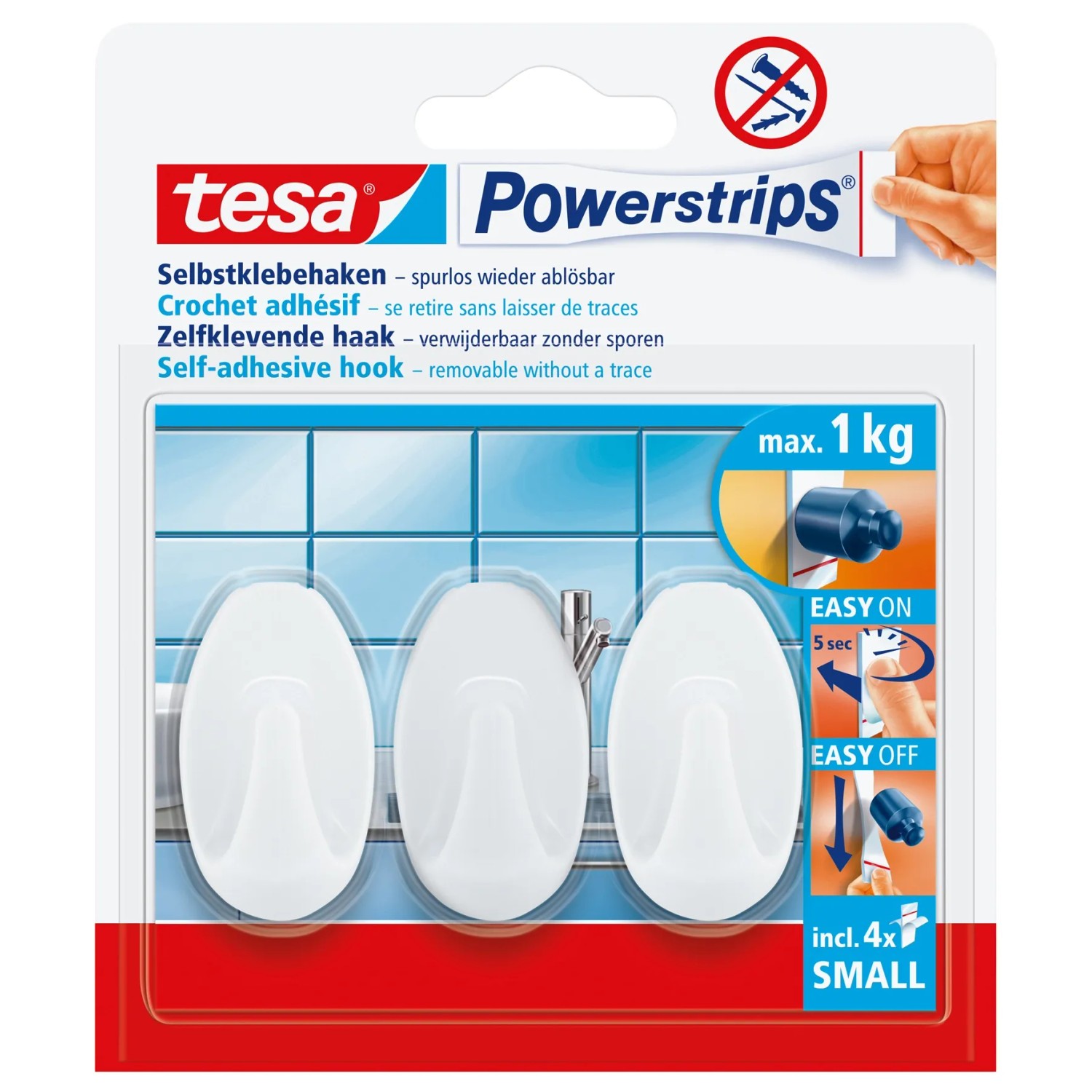 E-shop tesa Samolepiace háčiky Powerstrips S malé oválne, biela, 3 ks