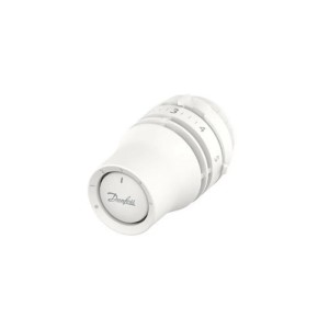 Biela termostatická hlavica Danfoss na reguláciu teploty radiátora.