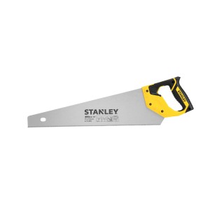 Stanley Jetcut jemná ručná píla, 450 mm, so žlto-čiernou rukoväťou. Ideálna na jemné rezy do dreva.