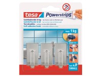 tesa Samolepiace háčiky Powerstrips S malé obdĺžnikové, lesklý chróm, 3 ks tesa Samolepiace háčiky Powerstrips S malé obdĺžnikové, lesklý chróm, 3 ks