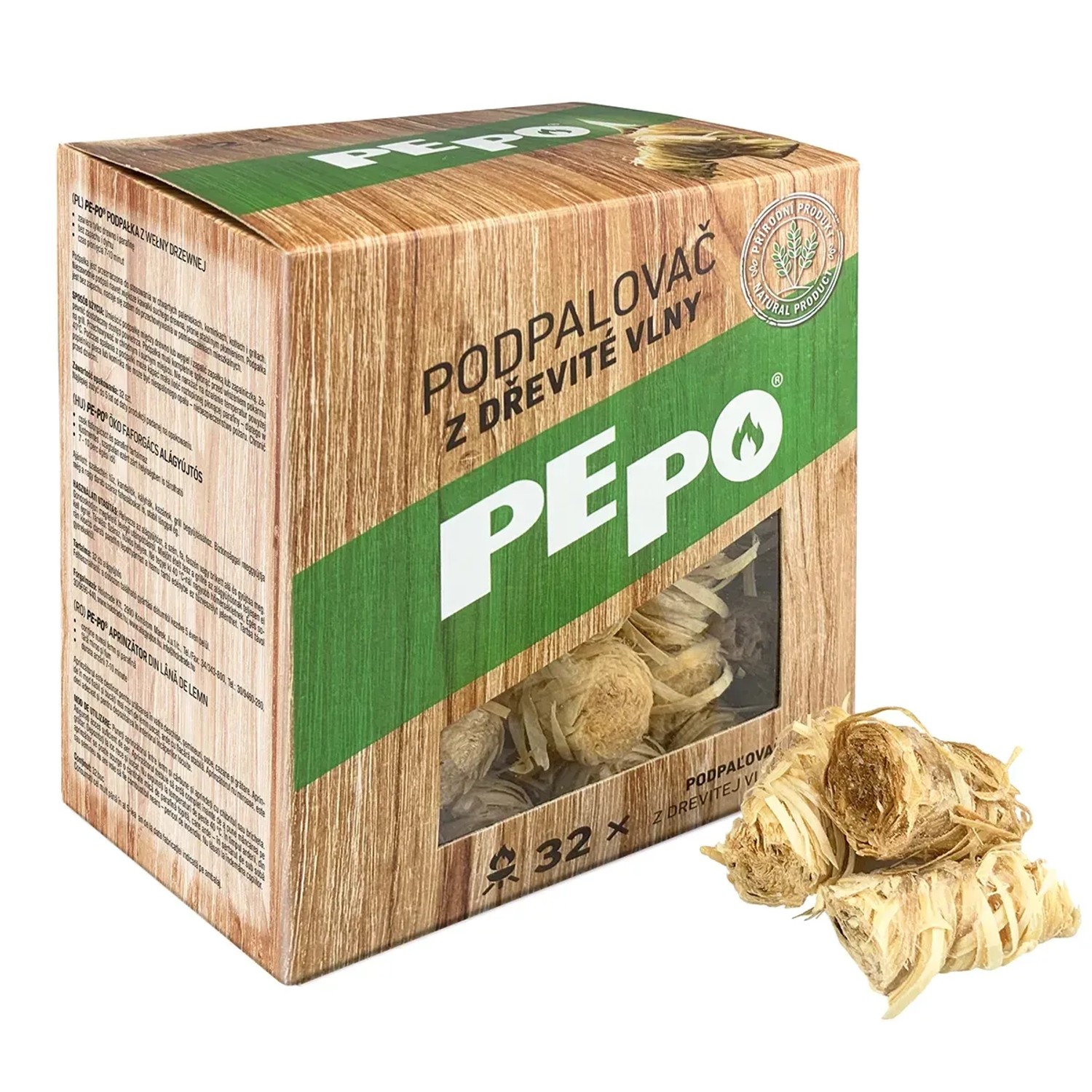 E-shop PE-PO Podpaľovač z drevenej vlny 32 ks