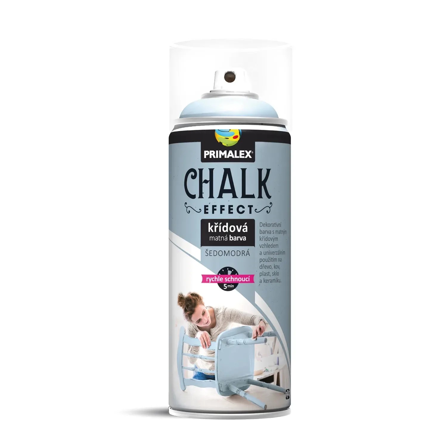 E-shop PRIMALEX Kriedová matná farba v spreji Chalk Effect sivomodrá 400 ml