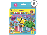 Amos Farby na sklo, súprava 6 farieb, 10,5 ml + fólie a šablóny