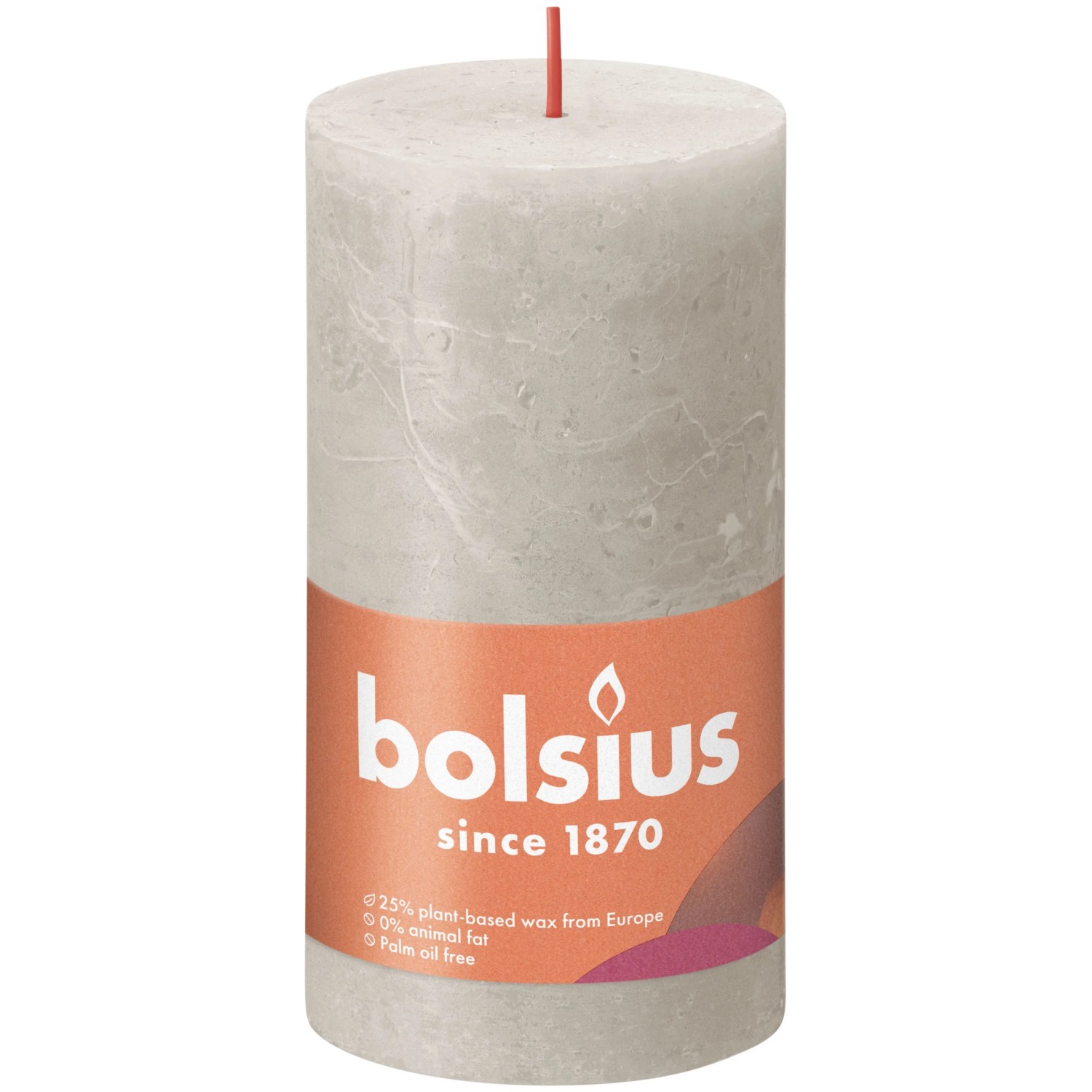 E-shop Bolsius Sviečka valcová Rustic Sandy Grey 68 x 130 mm
