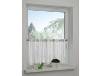 Bennetti Vitrážová záclona s otvormi, tkané pruhy, striebornosivá 140 x 45 cm