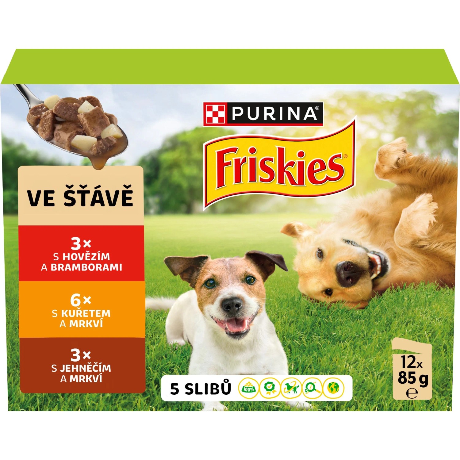 E-shop Friskies Adult Kapsičky pre psov hovädzie, kura, jahňacie v šťave 12 x 85 g