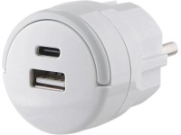 Rýchlonabíjací adaptér 20W USB-A/USB-C kompaktný, biela