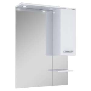 Zrkadlo Maximus Eve 80 cm s LED, skrinkou a poličkou, biele.