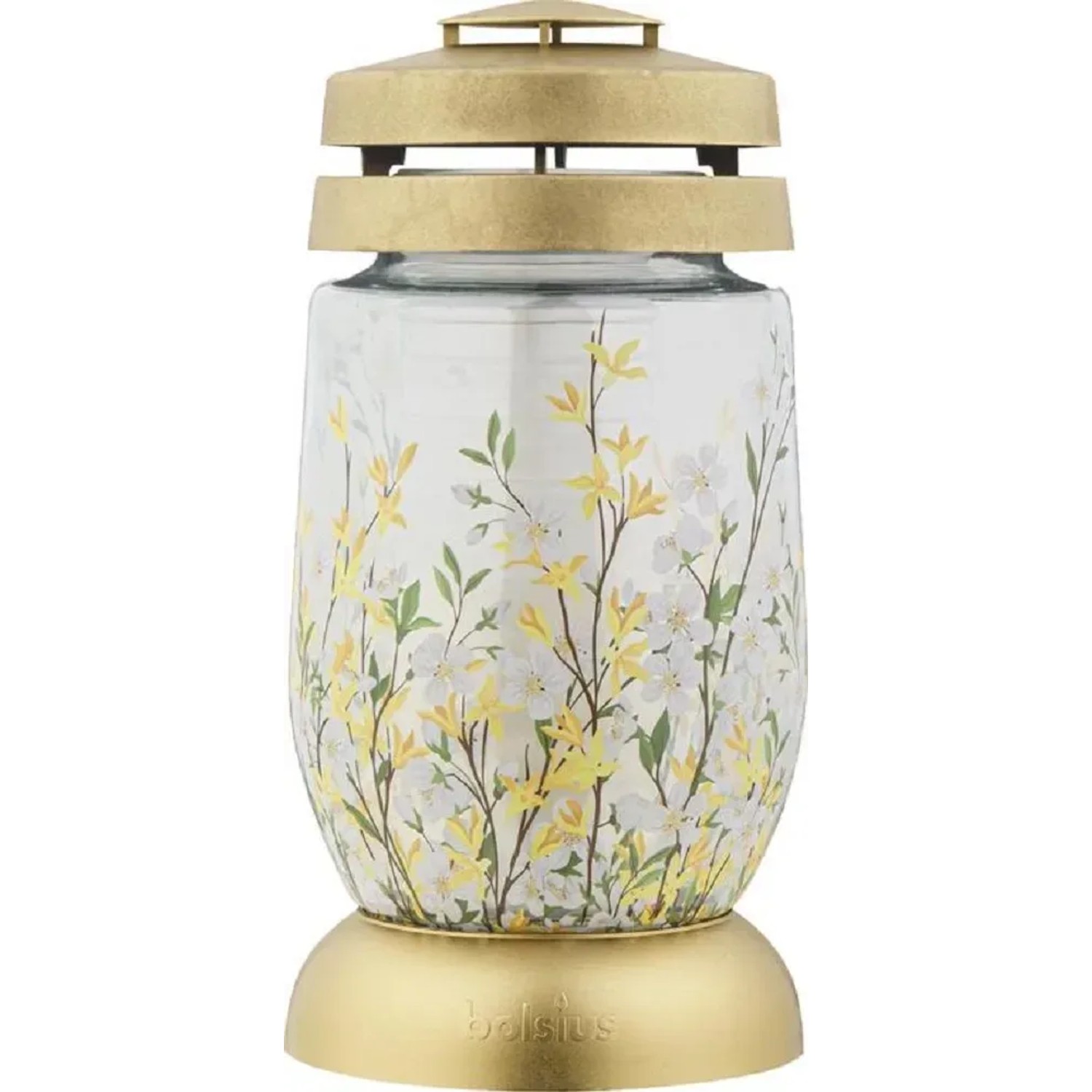 E-shop Bolsius Lampa cintorínska sklenená zlatá 23 cm, vklad 120 g