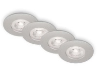BRILO Vstavané LED svietidlo Kulana, stmiev., 4,9 W matný chróm 4 ks, 9 x 2,5 cm