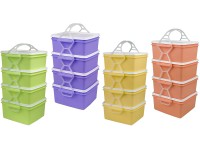 Plastový jedlonosič hranatý 17 x 15 x 25 cm, mix farieb, 4x 1,2 l