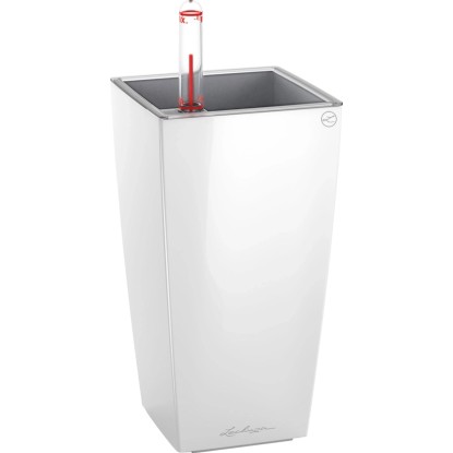Lechuza Samozavlažovací kvetináč MAXI CUBI biela lesklá 14 x 14 x 26 cm