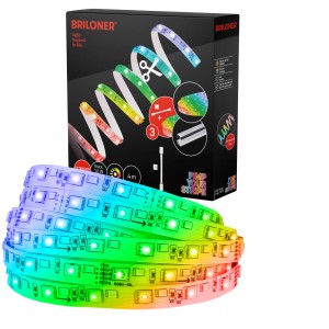 Rozširujúca sada LED pásika Briloner, 4m RGB/W, s obalom. Flexibilný LED pásik pre farebné akcenty.