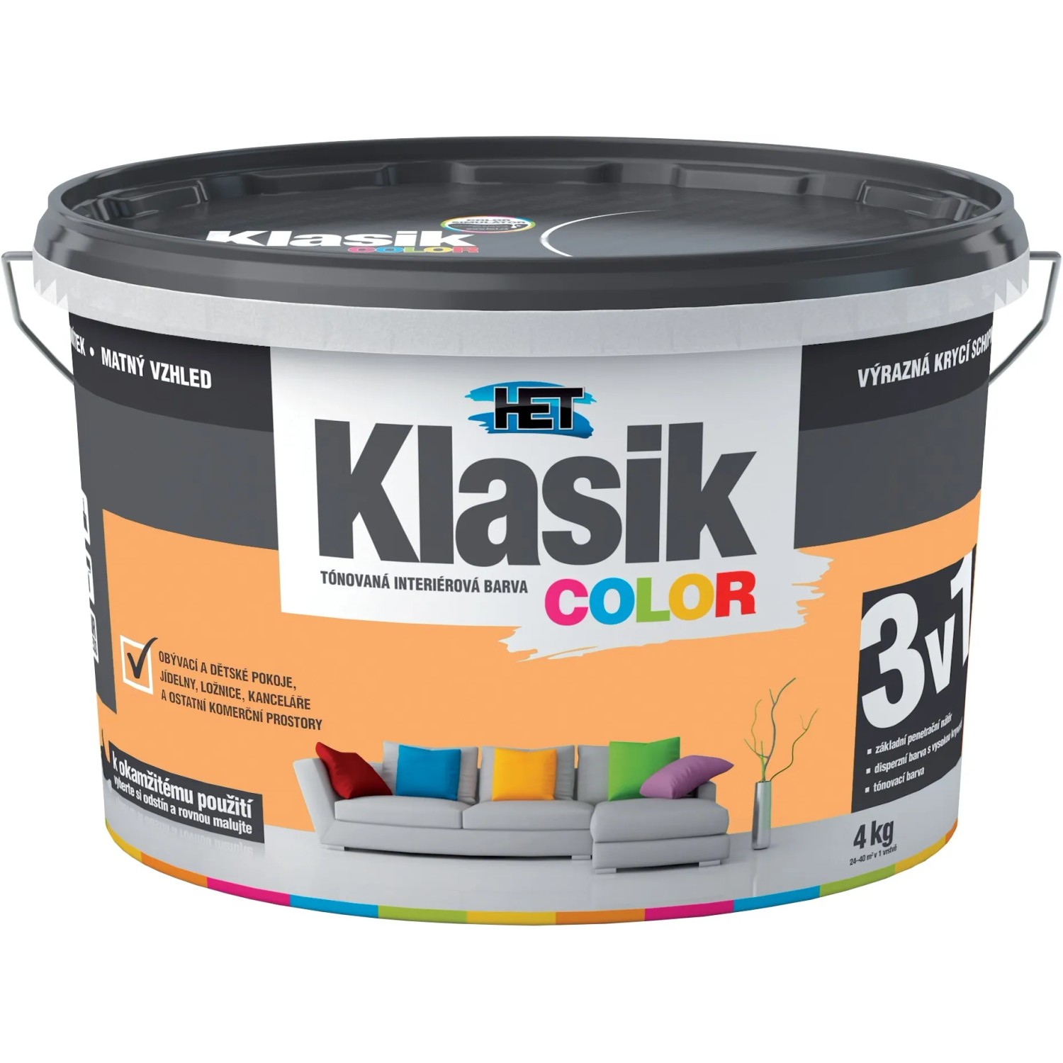 E-shop HET Klasik COLOR Tónovaná interiérová farba KC 0777 marhuľová, 4 kg