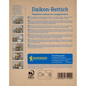 KIEPENKERL BIO Reďkovka Daikon (Raphanus sativus var. long.) na klíčenie 60g