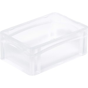 Priehľadný box Eurobox-System (30x20x12 cm) s plnou stenou na uskladnenie.
