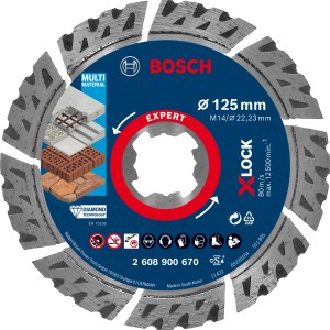 Diamantový rezný kotúč Bosch Expert Multi Material, 125 mm, pre uhlové brúsky s X-Lock.