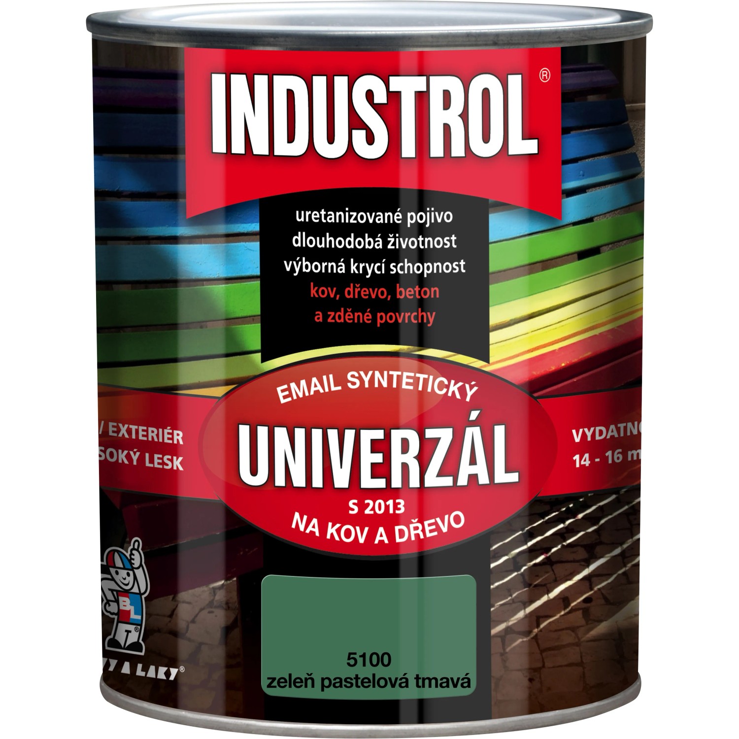 E-shop INDUSTROL Email na kov a drevo S2013 UNIVERZÁL 5100 zeleň pastelová tmavá 750 ml