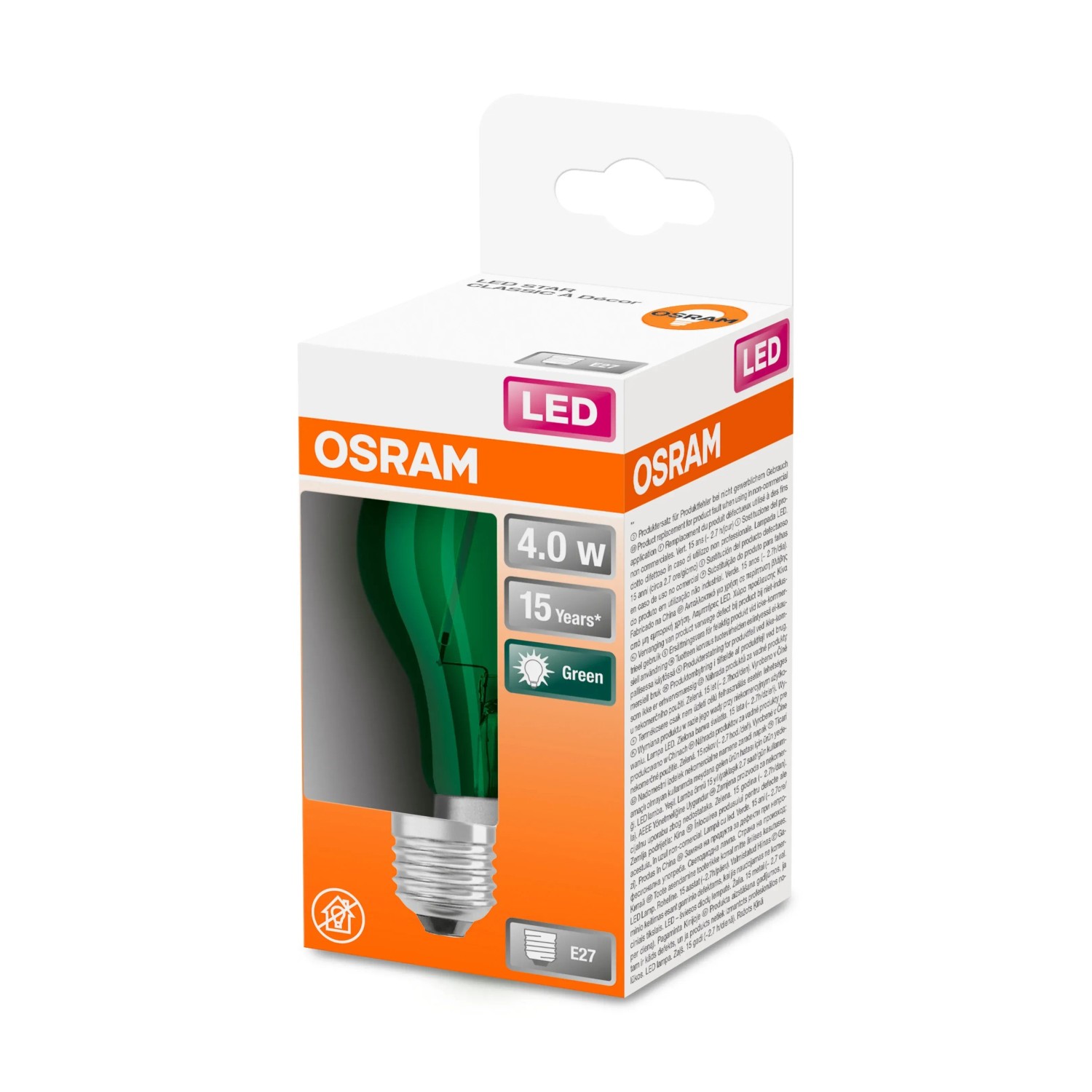 E-shop OSRAM LED žiarovka STAR CLA15 2,5 W E27 zelená