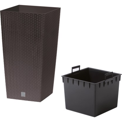 Prosperplast Vysoký kvetináč ratanový vzhľad 33 cm x 33 cm x 61 cm Umbra