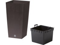 Prosperplast Vysoký kvetináč ratanový vzhľad 33 cm x 33 cm x 61 cm Umbra