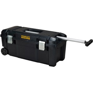 Stanley FatMax box na náradie s kolieskami a teleskopickou rukoväťou, ideálny na mobilné použitie.