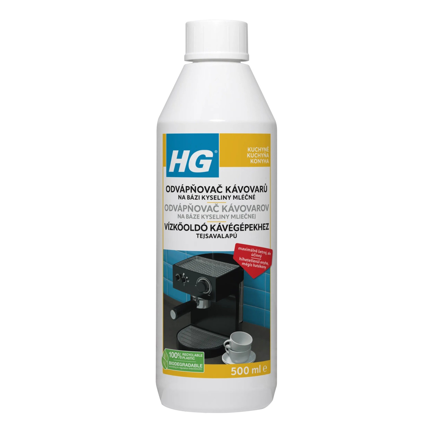 E-shop HG Odvápňovač kávovarov na báze kyseliny mliečnej 500 ml