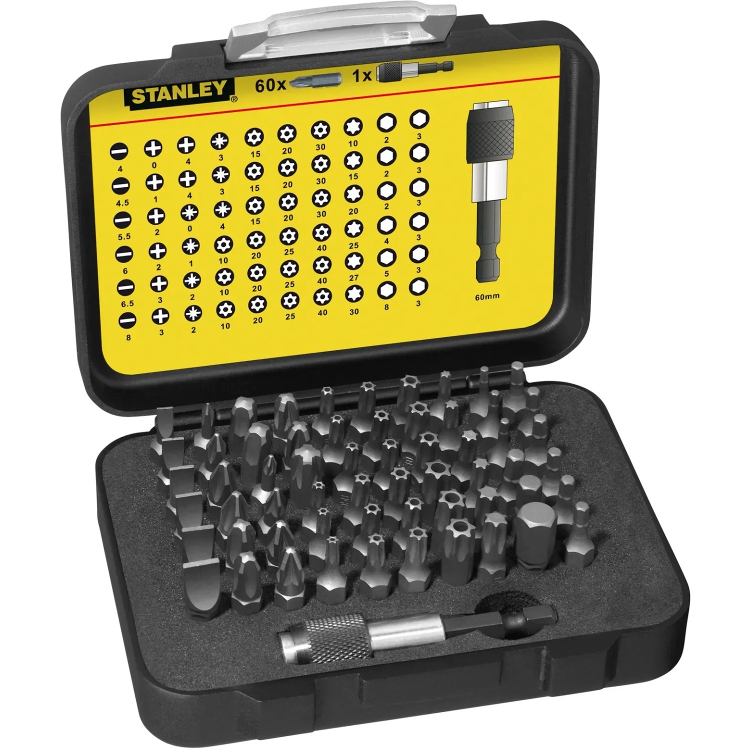 E-shop STANLEY Súprava bitov 1/4" s magnetickým držiakom na bity 1-13-902, 61-dielna