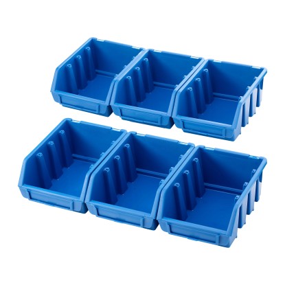 LUX-TOOLS Dielenský skladovací box Basic modrý veľ. 1, 6 ks