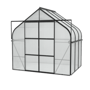 Skleník Vitavia Diana 5000 HKP Čierny, 5 m², s polykarbonátovými panelmi a čiernym rámom.