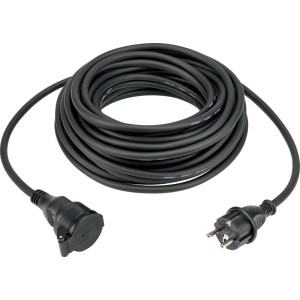 Predlžovací kábel čierny 1x zásuvka, 1x zástrčka, max. 3500 W, IP44, 15 m
