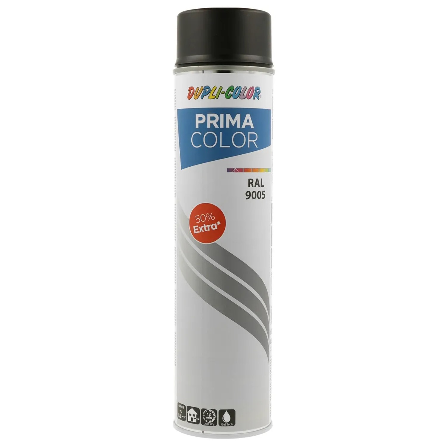 E-shop DUPLI-COLOR Uni lak v spreji PRIMA COLOR RAL 9005 čierna matná 600 ml